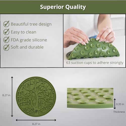 B The Boleo Shop Tree Design Lick Mat for Dogs and Cats, Slow Feeder, Anxiety Relief, Improve Grooming Session, Dog Toy to Keep Busy - color: Blue