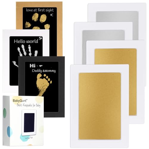 Inkless Baby Hand and Footprint Kit,Clean-Touch Ink Pads - color: Gold and Silver, size: 4-Pack, Large