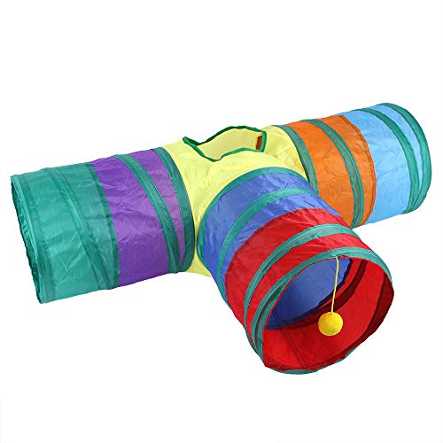 Rainbow Cat Tunnel with Interactive Ball Kitty Rabbit Play Tube Toy (3 Way)