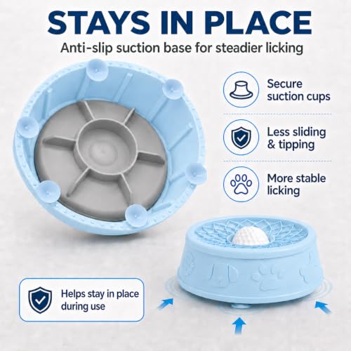 2-Pack Petsy Dog Lick Bowl Slow Feeder with Rolling Ball (Blue) - color: 2-Pack Blue