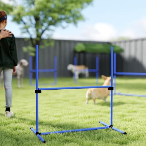 PawHut 4 Piece Dog Agility Training Equipment for Dog Agility Course Blue - color: Blue, size: 4 Piece