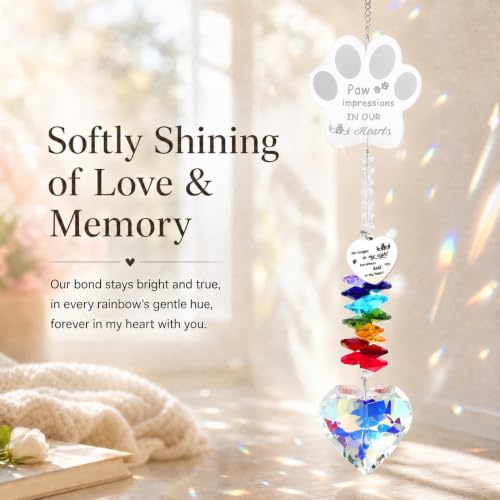 Pet Memorial Gifts for Loss of Dog, Pet Dog Memorial Suncatcher - color: White Cat Paw Engraving
