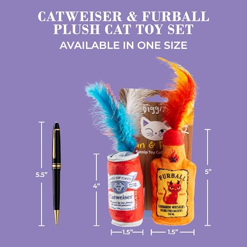 Haute Diggity Kitty Catweiser + Furball Set, Soft Plush Cat Toys - color: Multi - Catweiser + Furball Duo