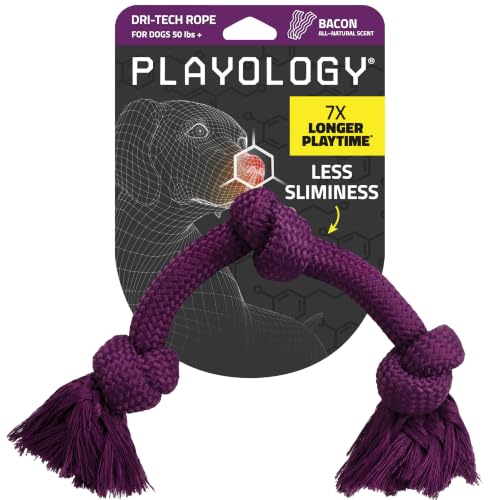 Playology Tug Rope Dog Toys for Large Breed Dogs - Jumbo, Bacon Scent - size: Jumbo, style: Bacon