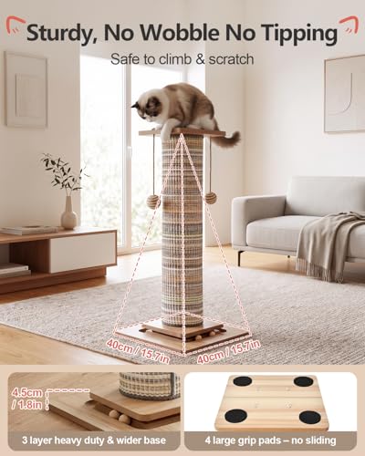 Odoland 31" Tall Large Cat Scratching Post with Replaceable Scratcher Pad - color: Stripe