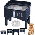 UPSKY 2.9Gal No Spill Dog Water Bowl, 4 Height Adjustable Elevated Bowl - color: Blue