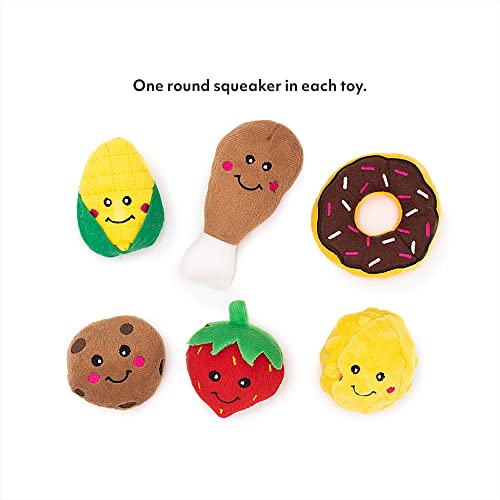 ZippyPaws Burrow Replacement Miniz Squeaky Enrichment - Mixed Food 6 Pack - style: Assorted Foods (6-Pack)