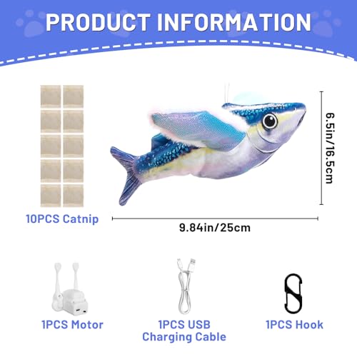 Esoes Flopping Fish Cat Toy with Catnip, Interactive Chirping Kicker Toy - color: blue