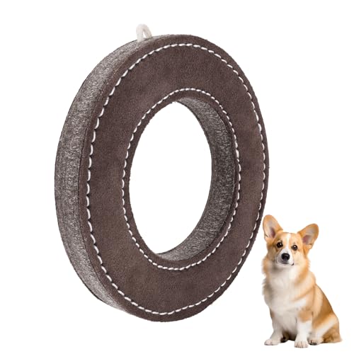 7" Leather Dog Chew Toy for Fetch & Tug of War for Medium Large Dogs