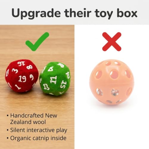 Glaciart One Wool Felt Dice Cat Toy with Catnip for Indoor Cats - color: Dice (2pcs)