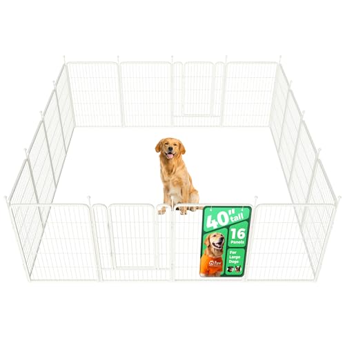 FXW Rollick Dog Playpen, Indoor, Yard & RV Camping, 40" H, 16 Panels - color: White, size: 40"H