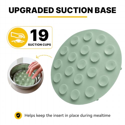 Slow Feeder Insert for Cat and Dog Bowls, Medium 4.8 Inch, Green - color: Green, Medium
