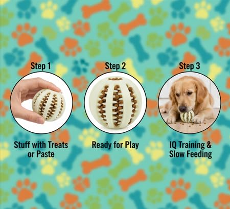 Glow in the Dark Treat Dispensing Dog Ball, Interactive Slow Feeder