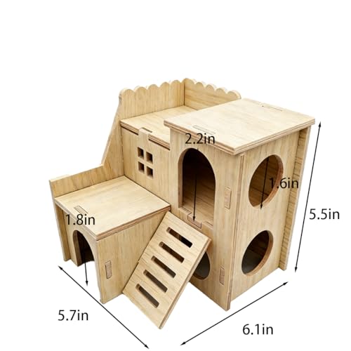 Wooden Hamster Hideout, Cage Accessories Small Pet Enrichment Toy