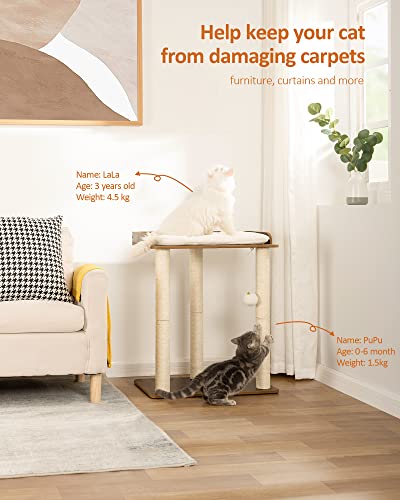 FourFurPets Modern Cat Tree for Large Cats, Full Sisal Cat Scratching Post - color: Rustic Brown, size: 22"L x 15.7"W x 26.7"H