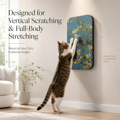 Cat Wall Scratcher, Art Cat Scratching Board for Indoor Cats - color: Almond Blossom New