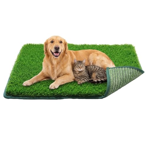 1.2'' Thick Woven Fake Grass Mat for Dog, Glue-Free Artificial Turf Potty Training Pad with Fast Drainage, Machine Washable Pet Pee Pad, Indoor Outdoor Non-Toxic Rug (Medium) - size: 20'' x 30''（Medium）