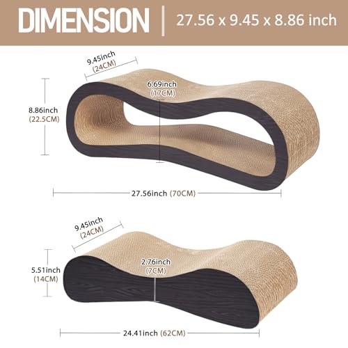 2 in 1 Cat Scratcher Cardboard Lounge Bed, Cat Scratching Post, Durable Board Pads Prevents Furniture Damage,Large,Brown - color: 2 IN 1 Large Brown