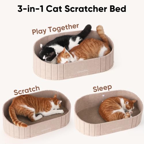 FUKUMARU Cat Scratcher, 24 Inch Sofa Shape Cat Scratching Bed Couch Indoor - color: Beige