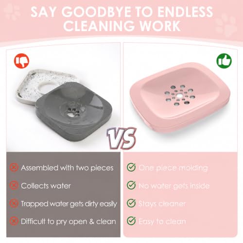 AONKEY 3L No Spill Dog Water Bowl with Slow Drinking Disk(Pink) - color: Pink