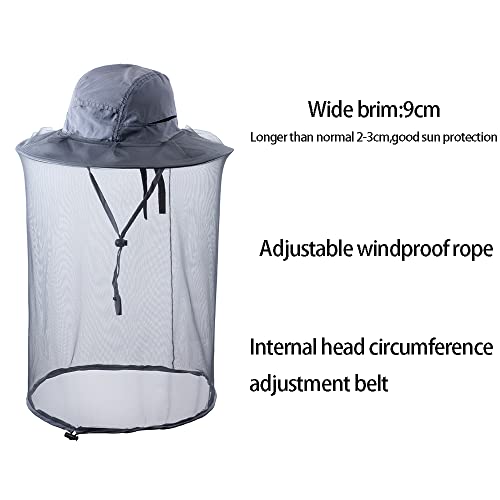 Head net hat Beekeeping Beekeeper bee Veil hat Hunting Netting mesh Hood Cap bee Keeper Catcher Halloween Costume Dark Grey - color: Dark Grey
