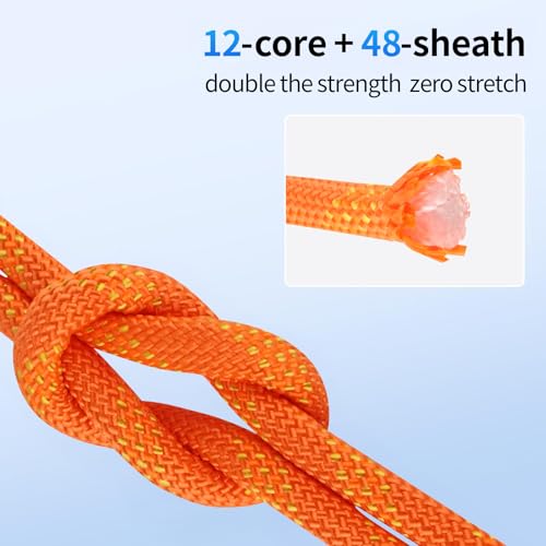 150ft 3/8 Inch Climbing Rope, Heavy Duty Arborist Rope(Orange) - size: 3/8in-150ft-Orange