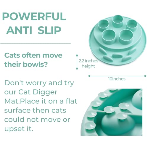 Puzzle Feeder Mat, Slow Feeder for Good Eating Habits, Cat Treat Toys, Interactive Cat Toys, Green