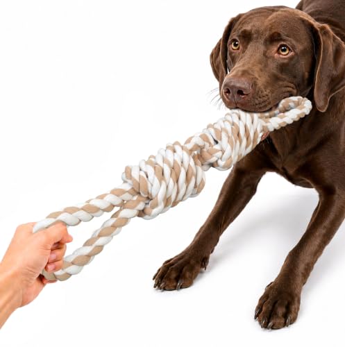 Fida Dog Rope Toys for Aggressive Chewers, Tug Toys for Large Medium Dogs - color: White-2 handles