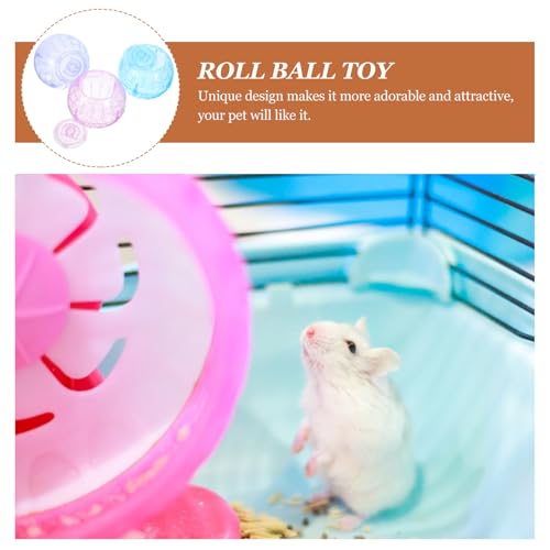 POPETPOP Hamster Exercise Ball, 3PCS 3.54inch Plastic, Running Toys for Small Animals, Reduce Boredom & Increase Activity, Random Color