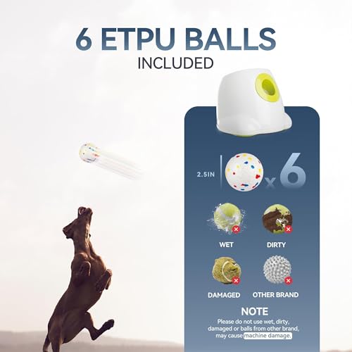 All for Paws Automatic Ball Launcher for Dogs, Interactive Pet ETPU Balls Outdoor Thrower for Medium to Large Dogs, Ball Throwing Machine for Dogs, 6 ETPU Balls Included(2.5"), Rechargeable Battery - size: 2.5"ball launcher