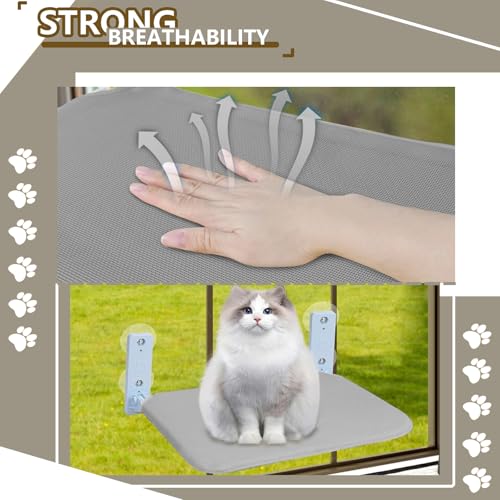 Cat Window Perch Seat Hammock, Foldable Hammock with 4 Strong Suction Cups, Easy to Assemble and Cat Wand,Gray - color: gray