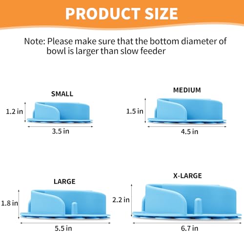 Slow Feeder Dog Bowls Insert, Animire Soft Silicone Slow Eating Dog Food Bowl for Small, Medium and Large Dogs, Compatible with Regular and Elevated Bowls - color: Blue, size: S