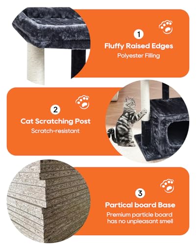 SYANDLVY 27IN Cat Tree for Indoor Cats Large Adult, Modern Activity Tower - color: Smoky