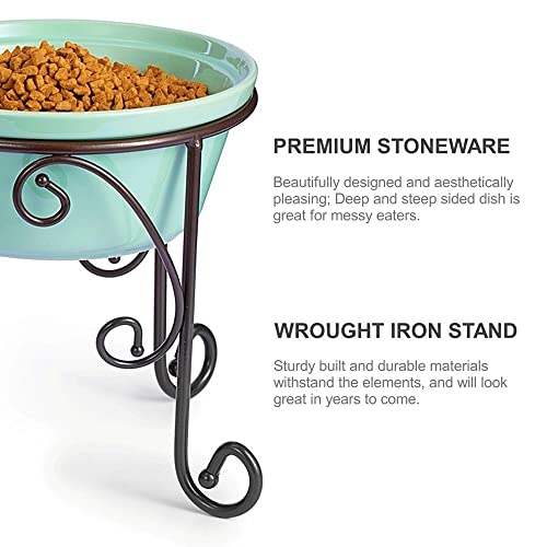 Elevated Dog Bowl Stand with 3 Large Ceramic Bowls – Raised Feeding Station for Medium & Large Dogs, Includes 2 Standard Bowls + 1 Slow Feeder, Durable Iron Frame, Non-Slip (Lucite Green) - color: Lucite Green