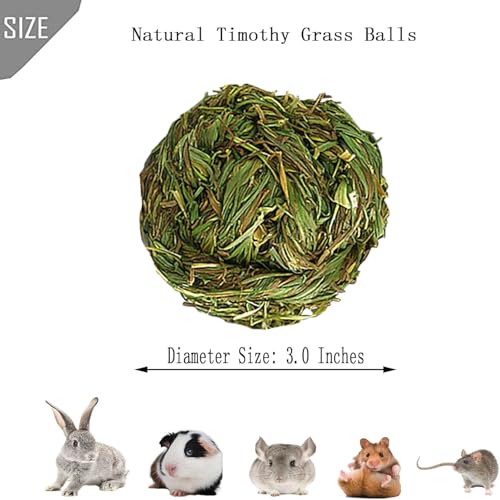 PINVNBY 6 Pack Rabbit Chew Grass Balls,Natural Timothy Woven Bunny Hay Ball Teeth Grinding Activity Play for Hamster Chinchillas Gerbils Guinea Pigs and Other Small Animal - size: 【6 PCS】