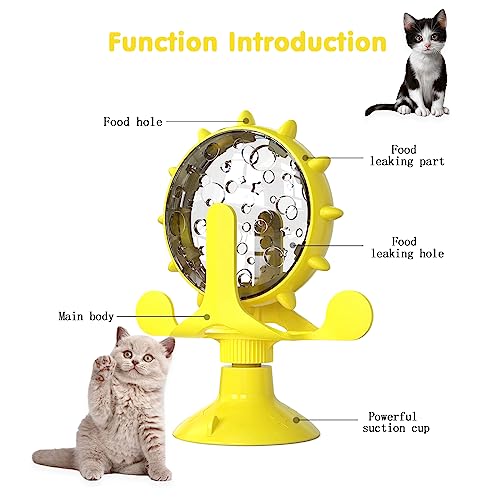 Cat Dog Treat Dispenser Toy - Cat Interactive Feeder (Yellow) - color: Yellow