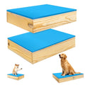 2 PCS Connectable Wooden Dog Training Platform Non-Skid Dog Place Boards with Foaming Surface Puppy Agility Training Equipment for Small and Medium Dogs