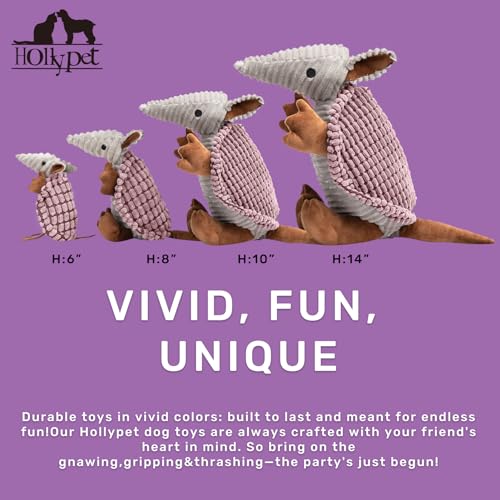 Hollypet Armadillo Squeaky Puppy Dog Toys for Small Medium Dogs, 6" - color: Pink, size: 6 IN