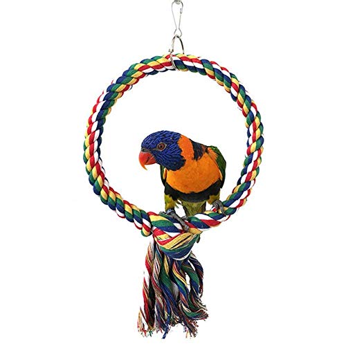 Litewoo Bird Swing Toy Colorful Cotton Rope Perches for Parrots Budgie Parakeet Cockatiel Conure Finch Lovebird - color: Medium