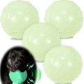 LECHONG 4-Pack 3.5” Glow Squeaky Dog Balls,Bouncy Glow in The Dark Dog Ball with Squeaker, Durable Dog Rubber Ball Toys Glowing Fetch Balls for Medium Large Dogs Nighttime Playing Indoors & Outdoors - size: 3.5in Large Regular