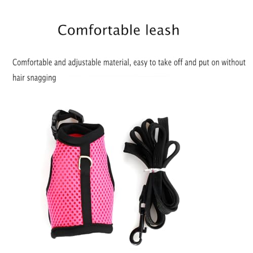 Rabbit Harness Leash Set Escape Proof Bunny Leash Vest Harness,Hot Pink XL - color: Rose Red, size: XL Chest 9.8-15.7",For Big Adult Rabbit