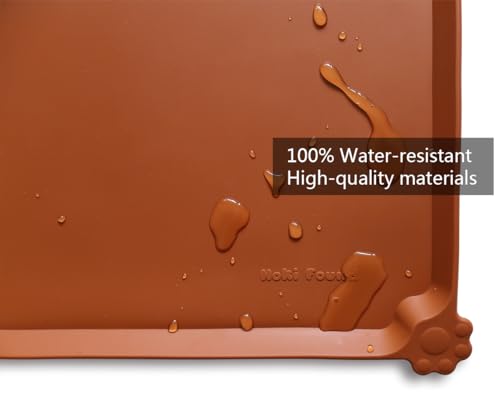 Hoki Found X-Large Silicone Pet Food Mats - Non Slip Pet Dog Cat Bowl Mats - Caramel - color: Caramel, size: 28"L x 20"W