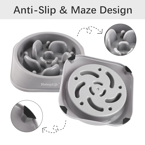 MateeyLife 1-Pack Slow Feeder Dog Bowls, 2 Cups, Dog Puzzle Feeder Bowl - color: I-Gray, size: Medium