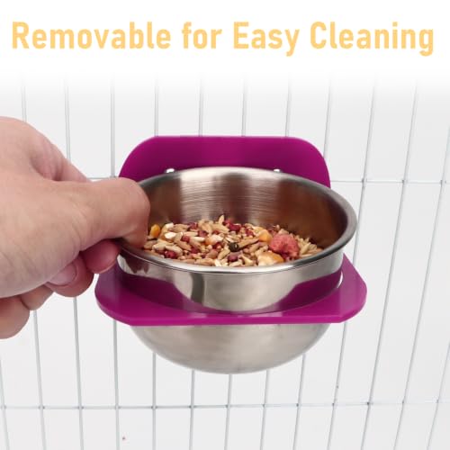 Hypeety Bird Feeder Bowl for Cage Stainless Steel Feeder Cup for Parrots, L