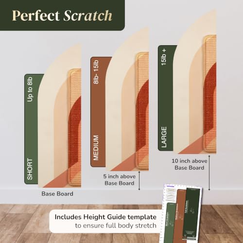 Wall Art Cat Scratcher - Boho Vertical Sisal Pad, Drill-Free Mount - color: Terracotta Boho Mouse