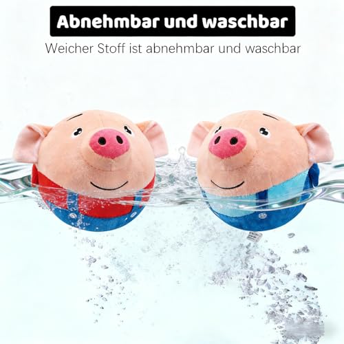 【2PCS】Interactive Dog Toys,Active Moving Pet Plush Toy with Recording & Music Modes,Jumping Squeaky Song shaking Interactive Dog Ball,Dog Toys to Keep Them Busy,Replaceable Coat (Blue Pig + Red Pig) - color: Smile-Blue Pig