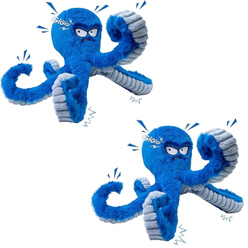 Large Dog Toys, Squeaky Dog Toy, Stuffed Crinkle Blue Octopus Toys 2 Pack - color: 2 Pack Blue Octopus