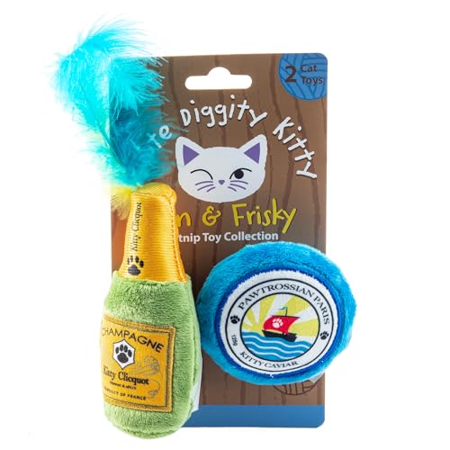 Haute Diggity Kitty Clicquot Bottle + Caviar Set, Soft Plush Cat Toys - color: Multi - Kitty Clicquot Bottle + Caviar Duo