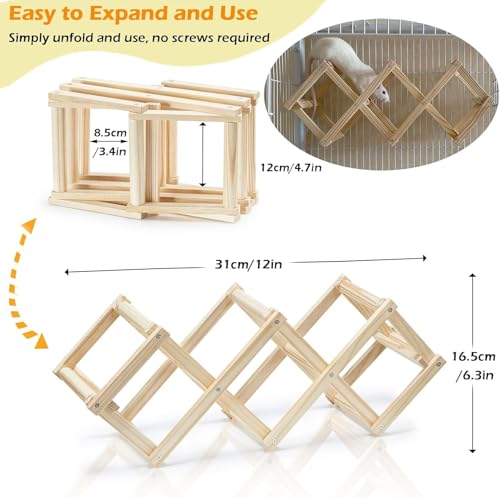 Kiln-Dried Wood Rat Climb Toy, Hanging Cage Ladder Activity (S, 1pc) - style: S, 1pc