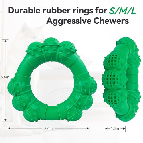 Indestructible Dog Chew Toys for Aggressive Chewers, Super Dog Chewer Toys for Medium Large Dogs, Interactive Dogs Ring Toy, Heavy Duty Teething Toys - color: Dark Green